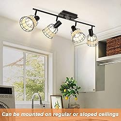 Depuley Modern Track Lighting Kit, 4-Head Rattan