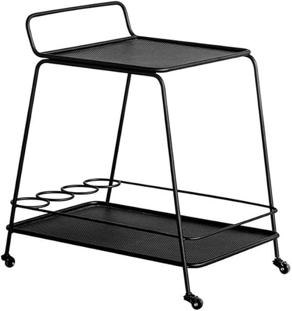 Carro de cocina para servir, 2 niveles con ruedas, estilo industrial