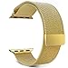 MoKo Apple Watch Band, Milanese Loop Stainless Steel Bracelet Smart Watch Strap for iWatch 42mm All Models with Unique Magnet Lock, No Buckle Needed (Not Fit iWatch 38mm Version 2015) – Gold