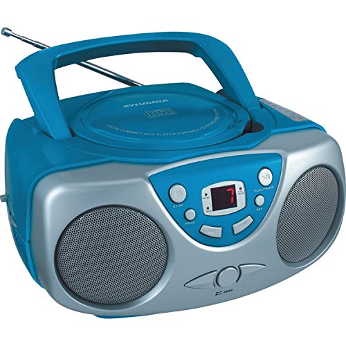 Sylvania SRCD243 Portable CD Player with AM/FM Radio, Boombox (Blue) (Renewed)