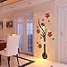 3D Wall Stickers, DIY Vase Flower Tree Crystal Arcylic 3D Wall Stickers Home Livingroom Decoration 80X40cm