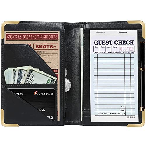 CoBak Server Book Waitress Book Organizer with Zipper Pouch for