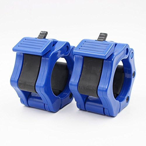 1 Pair of 2" Black Heavy Duty Plastic Olympic Lock-jaw Barbell Clamp Collar (Blue)