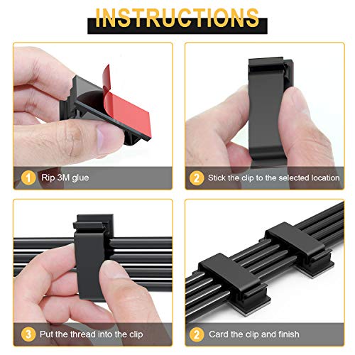 JIRVY 50 Pack Cable Clips, Strong Adhesive Pad Wire Holders, Cable Organizers Wire Management Multipurpose Wire Clamps for TV Computer Laptop Ethernet Cable Desktop Home Office