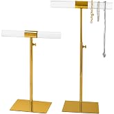 MCKECHSION Jewelry Display Stand 2 Packs Stainless Steel Purse Display Stand Acrylic Necklaces Holder Towers Adjustable Height Tabletop Jewelry Organizer for Home Store Boutique