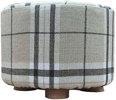 AIDELAI Stool chair Solid Wood Change Shoe Stool Footstool Test Shoe Stool Round Upholstered Footstools 4 Wood Leg Pouffes Stool Fabric Cover Saddle Seat (Color : # 1)