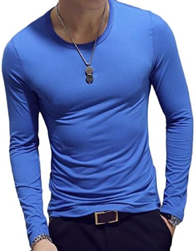 DoufineMen Doufine Men Tight Long Sleeve Solid Color Crew Neck T Shirts Shirt 6 S
