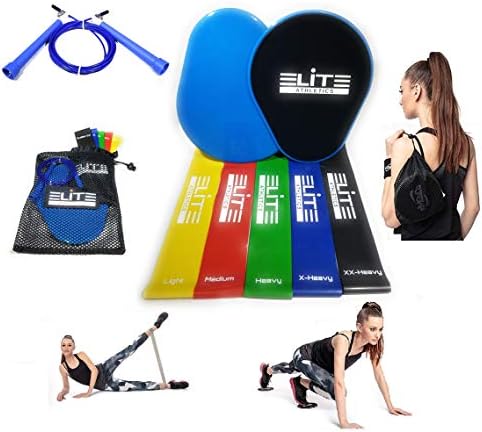 Gliding Discs Core Sliders Set of 2 and Exercise Resistance Bands of 5 with Speed Jump Rope and Carry Bag for Intense Low-Impact Exercises to Strengthen Core Glutes Abs, Elite Athletic Set