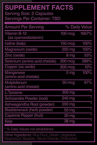 Thyroid Support Supplement | Unique Formula Forged for Focus, Energy and Metabolism | Vitamin B12 , Zinc, Ashwagandha, Iodine - Gluten Free, Made in the USA By Zen Nutrition