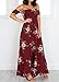 ZESICA Women's Floral Off the Shoulder Split Chiffon Beach Party Maxi Dress Red Wine X-Large
