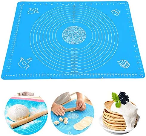 JunHenglr Plastic Cutting Board, Flexible Soft Silicone Baking Mat Pad Non-Stick Bakeware Flour Pastry Sheet - Sky Blue