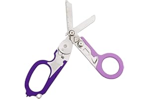 Elegital Emergency Rescue Shears,Stainless Steel Foldable Trauma shears,Outdoor Camping Rescue Tools, Purple