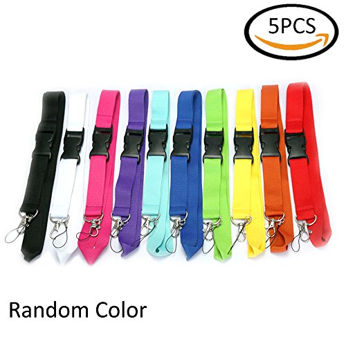 Durable Detachable Neck Strap/String Lanyard(5PCS), Multi Colors, 21", with Metal Swivel Hook, Keychain Holder, Business ID Badge Card Holder,for Cell Phone, USB, or Camera (5B)