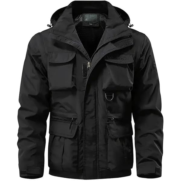 PETCIDM Windproof Military Cargo Jackets for Men Multi-Pocket