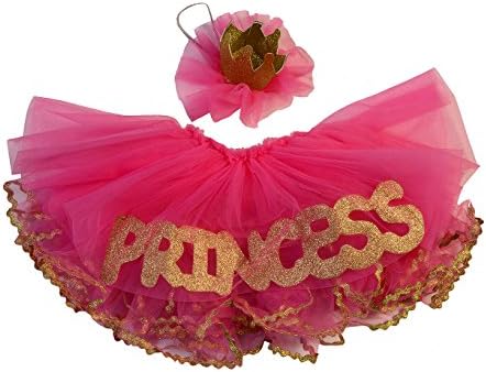 Maxine Pink & Gold Tutu Set, Princess Skirt and Glitter Crown