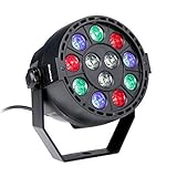 LED Par Lights, Blusmart 12 LED Disco DJ Stage Lighting with Music-activated, Auto-run and DMX512 Control Mode, Different Colors Combinations of Red, Green, Blue and White, Multi-angle Rotating Holder