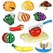 Liberty Imports Realistic Kitchen Fruits Vegetables Play Food Cutting Set for Kids
