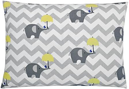 Lappi Baby Toddler Pillow with Pillowcase - Elephants Gray Baby Pillow &amp; Toddler Pillowcase - 100% Hypoallergenic Soft Cotton Toddler Pillow Cover &amp; Cute Design Kids Pillow (13x18)