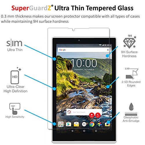 [2-PACK] For Verizon Ellipsis 8 HD (2016 Release) - SuperGuardZ Tempered Glass Screen Protector [Lifetime Replacement], 9H, 0.3mm, 2.5D Round Edge, Anti-Scratch, Anti-Bubble
