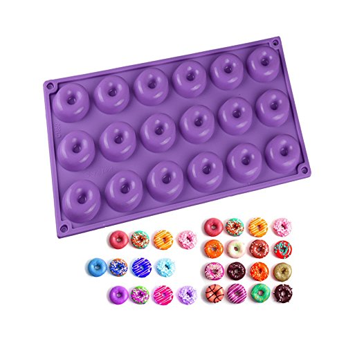 New Arrival 18-Cavity Mini Silicone Donut Doughnut Baking Mold Mould for Cake, Chocolate, Cookie, Candy and More (Color: Sent by Random)