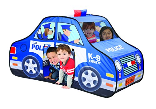 TravenPal Police car Tent by Kids Pop Up Playhouse Pop Up Tent- Happy Time Interactive Police Car Play House- Excellent For Indoor & Outdoor Use- Instant Set-Up + Easy Storage Case