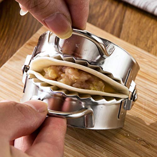 WYILIY Dumpling Maker, Stainless Steel Mini Press Mold - Pastry Tools Dumpling Mold Kitchen Accessories Eco-Friendly Tools Stainless Steel Dumpling Maker Wraper Dough Cutter (S-7.5CM, Silver)