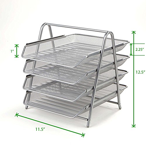 Mind Reader Desk Organizer with 4 Sliding Trays for Letters, Documents