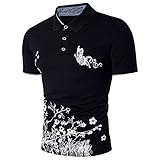 Men's Tee,Neartime Slim Sports Short Sleeve Casual Polo Shirt T-shirts Tops (L, Black)