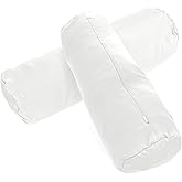 2 Pcs White Neck Bolster Pillow Covers Round Necks Pillowcase Silk Satin Neck Roll Pillowcases Neck Roll Pillow Cover with Zipper Breathable Silky Pillowcases Cylindrical Pillows Cushion (18 x 6 inch)
