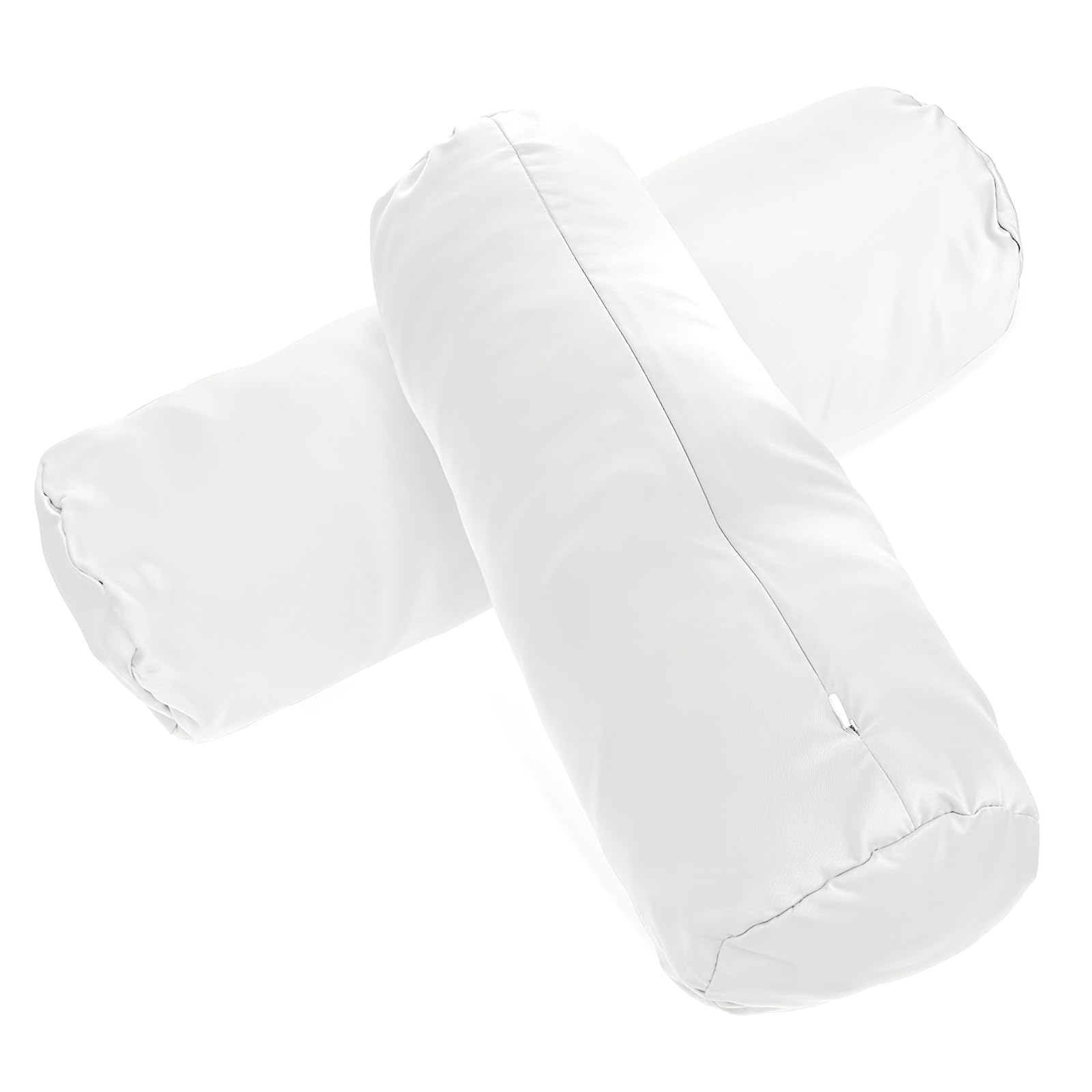 Photo 1 of 2 Pcs White Neck Bolster Pillow Covers Round Necks Pillowcase Silk Satin Neck Roll Pillowcases Neck Roll Pillow Cover with Zipper Breathable Silky Pillowcases Cylindrical Pillows Cushion (18 x 6 inch)