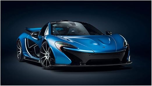 Amazon Com Mclaren P1 2014 2015 Car Art Poster Print On 10 Mil Archival Satin Blue Front Side Static View 24 X36
