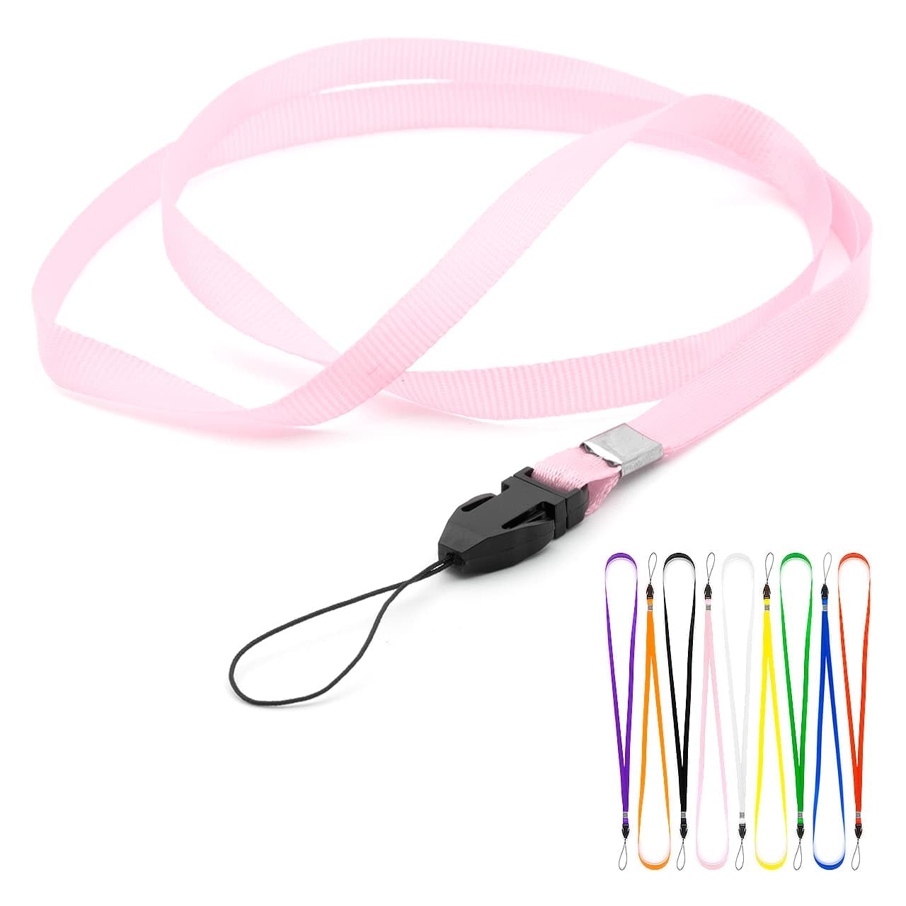 CKB LTD 50 x Pink Lanyard Neck Strap For ID Card Used For USB Stick Small Devices Gym Key Access Pass Holder Bulk Pack Lanyards with Loop Clip