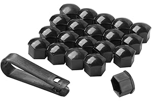 AuMoHall 17mm Car Wheel Hub Lugs Nuts Bolts Cover Protective Cap Dust Protective Tyre Valve Screw Cap Cover 20 Pack, Black