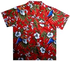 Funky Hawaian Shirt, Bird Cherry, red, 10X