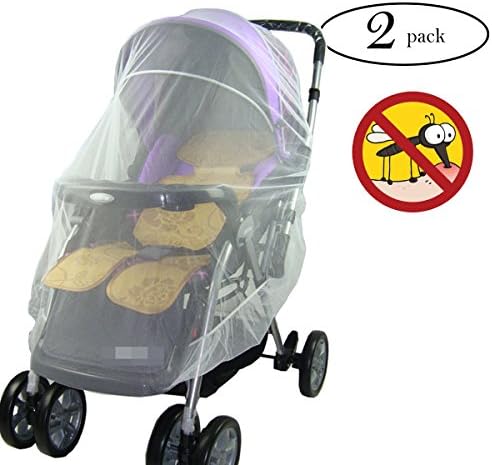 Baby Stroller Insect Netting Full Cover Fits Most Pushchair Carriers Pram Cribs Car Seats Cradles Bee Net Insect Netting,Universal Size,White,2 Pack