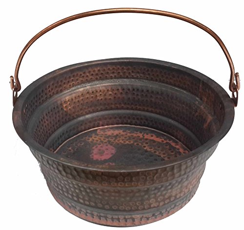 Egypt gift shops French Hand-Hammered Copper Cauldron Jar Pot Fire Place Log Bucket Bin Jardiniere Planter Center Piece Decor