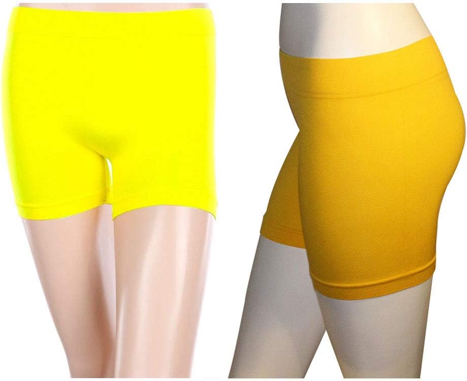 yellow spandex shorts