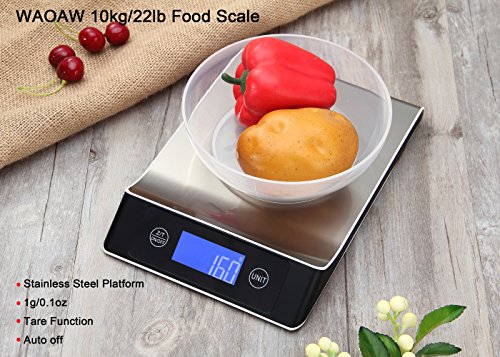 WAOAW Digital Kitchen Scale 22lb 10kg Food Scale Precise Cooking Scale and Baking Scales Digital Weight