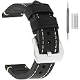 EACHE Leather Watch Bands for Men,Vintage Crazy Horse Leather & Vegetable Tanned Leather & Oil Waxed Thick Leather Watch Bands 20mm 22mm 24mm 26mm