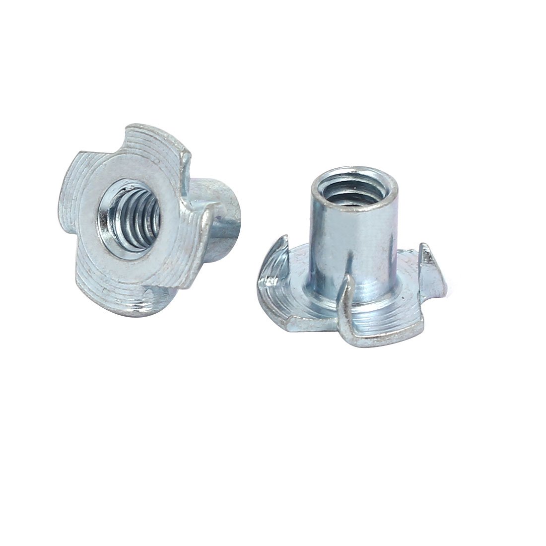Sourcingmap 1/4-inch Thread Dia 12mm Height 4 Prongs Fully Threaded Pronged Tee Nuts 2pcs