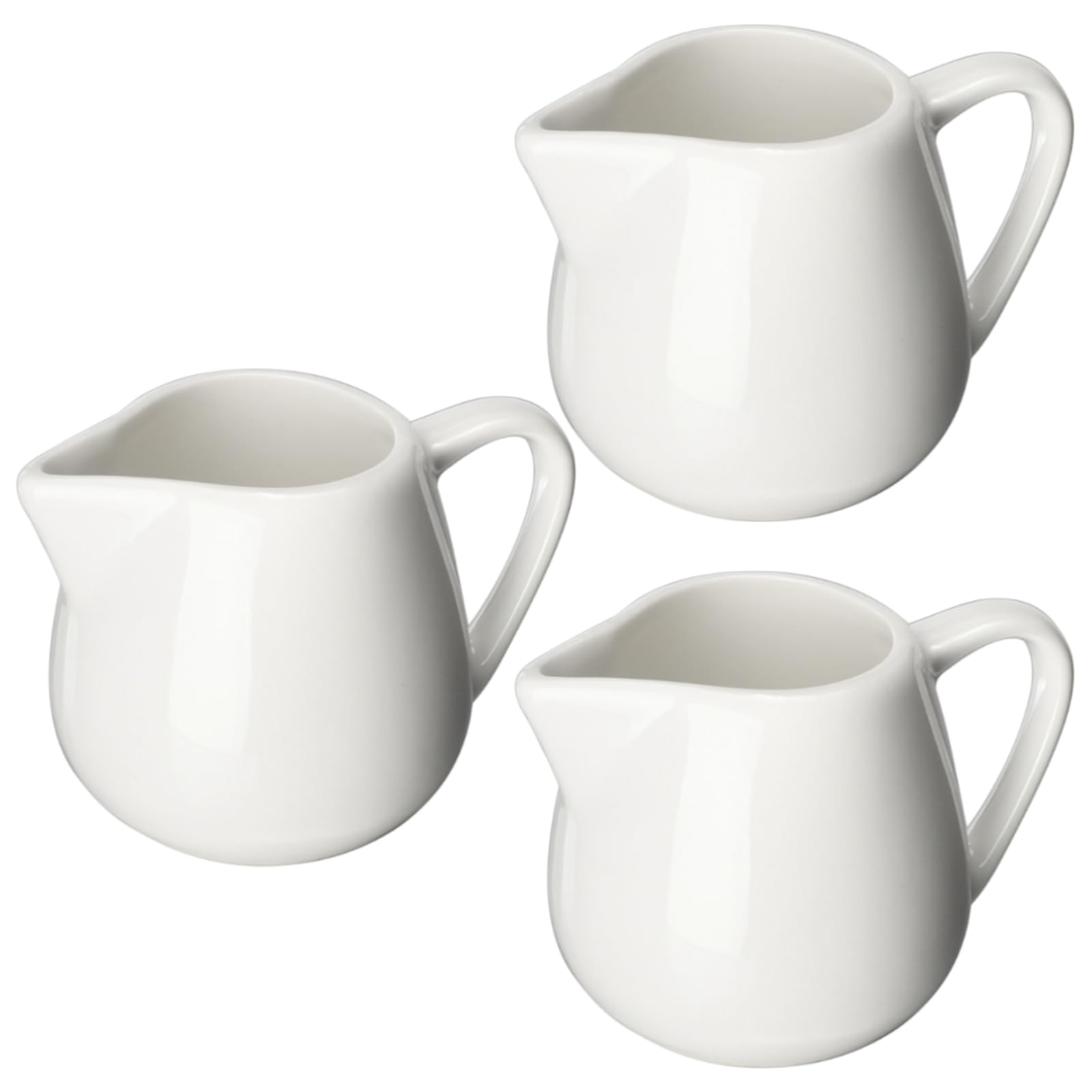 Small Milk Jug 3 Pieces 130 ml Creamer Jug with Handle Ceramic Sauce Cups Gravy Serving (MJ1)