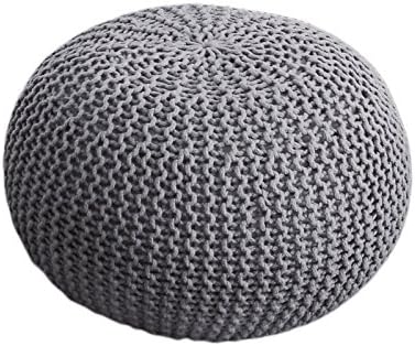 WCL Outdoor Stool Seat Cushion 55 cm Grey Waterproof Garden Pouf