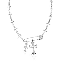 Amazon.com: Silver Cross Necklaces for Women Y2K Safety Pin