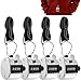 AFUNTA 4 Digit Hand Tally Counters with Lanyards, 4 Pack Mechanical Lap Trackers Manual Clickers with Metal Finger Ring Hoop Holder and Black Strings - Silver