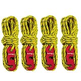 BONANA 4pcs 3mm Reflective Guyline with Tent Tensioner Cord Adjuster for Camping Hiking Shelter Shade Canopy Outdoor Activity