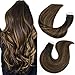 Tape In Hair Extensions 20pcs/50g Per Set #1BT6P1B Natural Black to Chestnut Brown Highlight Black Piano Color Double Sided Tape Skin Weft Remy Silk Straight Hair Glue in Extensions Human Hair 18 Inch