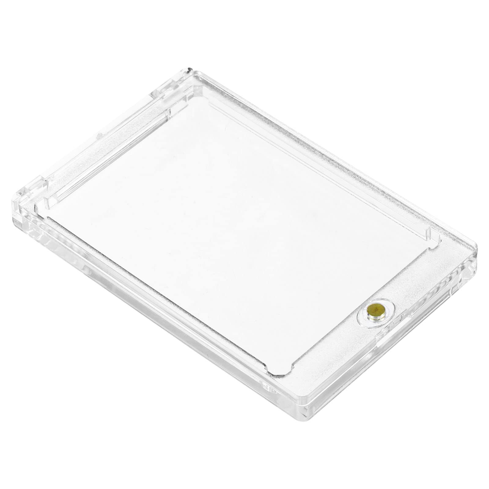 PATIKIL 4"x3"x0.41" Magnetic Card Holder, 130PT Hard Plastic Clear Trading Card Protector for Sports Card Baseball Card Standard Card Storage, Golden