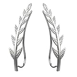 Feramox Ear Crawler Cuff Earrings Sterling Silver Ear Climber Studs Olive Leaf Hypoallergenic