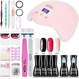 Perfect Summer Gel Nail Polish Starter Kit - 4 Colors Gel Polish Set Base Top Coat 24W LED Nail Dryer Lamp with Home Gel Manicure Nail Tools 8ML #2