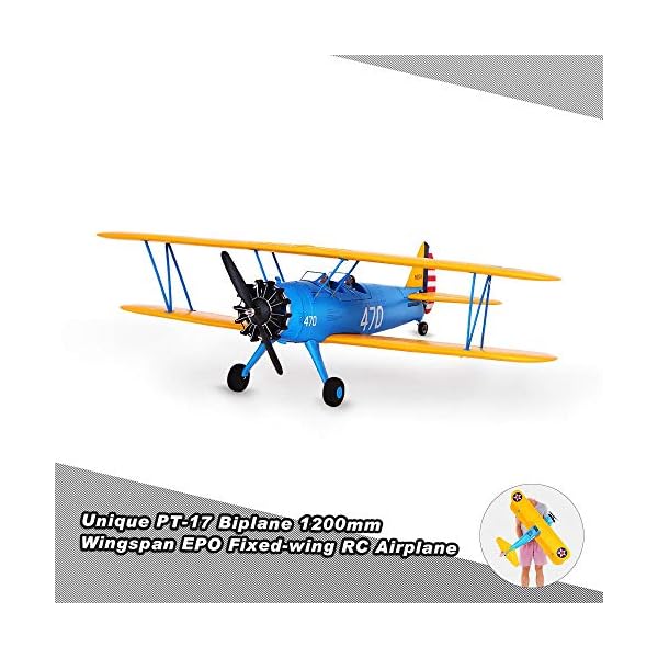 MAATCHH Fernbedienung Flugzeug PT-17 Biplane 1200mm Spannweite EPO RC Flugzeug KIT/Scaled PNP Festflügelflugzeug… – Bild 3